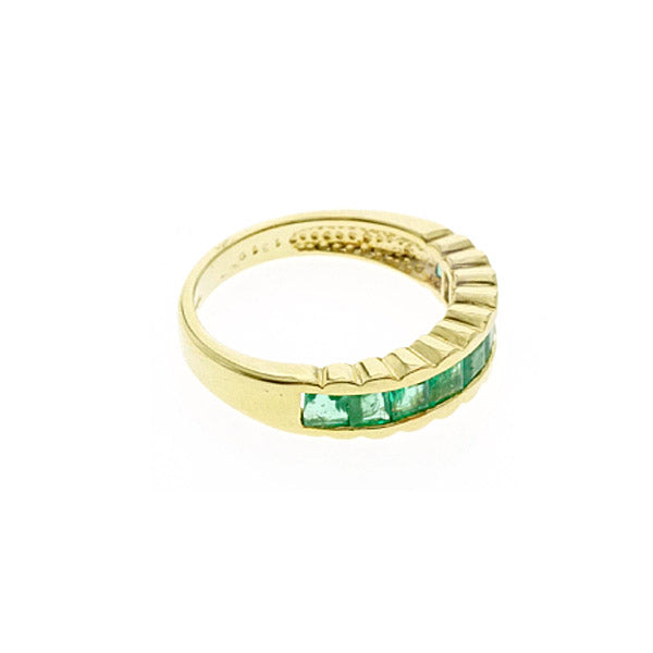 14Kt Gold Semi Eternity Emerald Ring