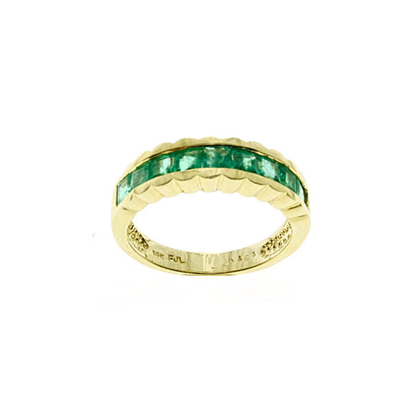 14Kt Gold Semi Eternity Emerald Ring