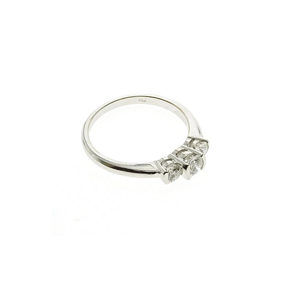 14Kt White Gold Three Stone Diamond Ring