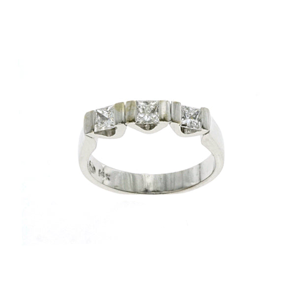 14Kt White gold Three Stone Diamond Ring