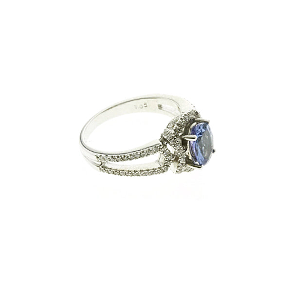 14Kt White Gold Tanzanite Diamond Ring