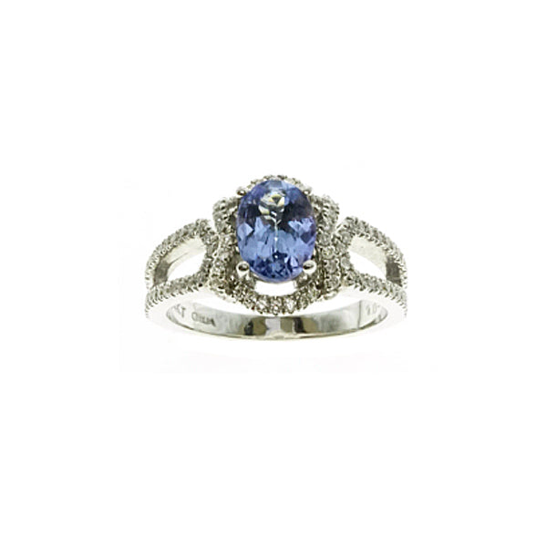 14Kt White Gold Tanzanite Diamond Ring