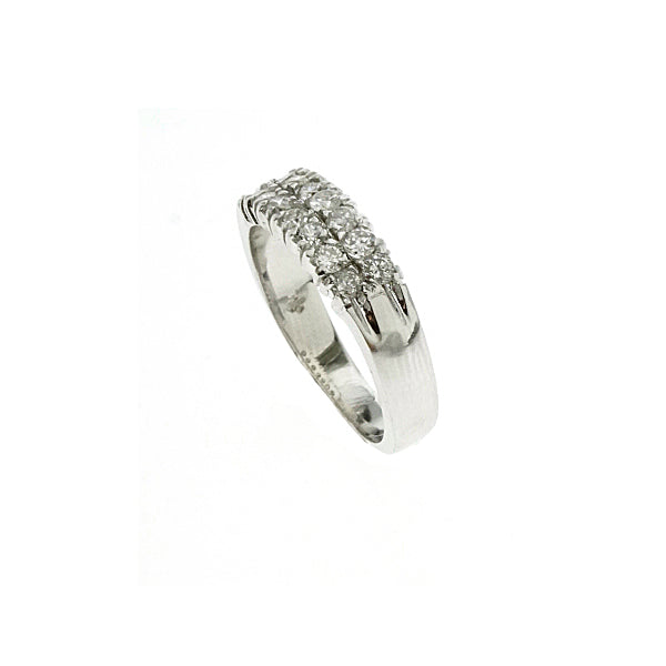 14Kt White Gold Two Row Diamond Ring