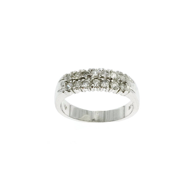 14Kt White Gold Two Row Diamond Ring