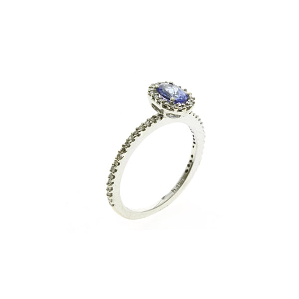 14Kt White Gold Tanzanite Diamond Ring