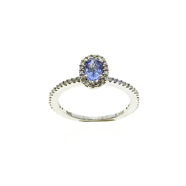 14Kt White Gold Tanzanite Diamond Ring