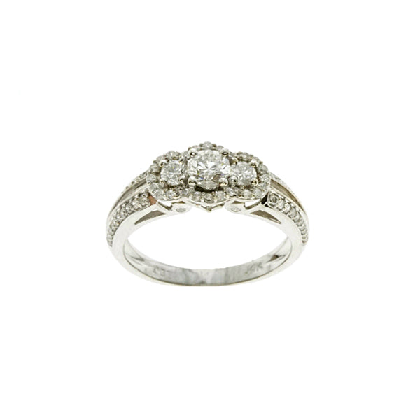 14Kt White Gold Trinity Diamond Ring