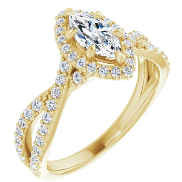 4K Gold Marquise Solitaire Engagement Ring