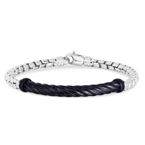 Black Enamel Men's Cable Bracelet