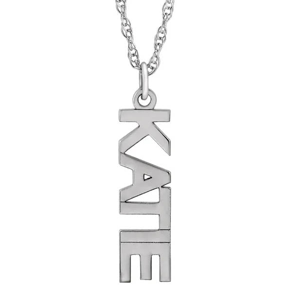 Vertical Block Nameplate Necklace