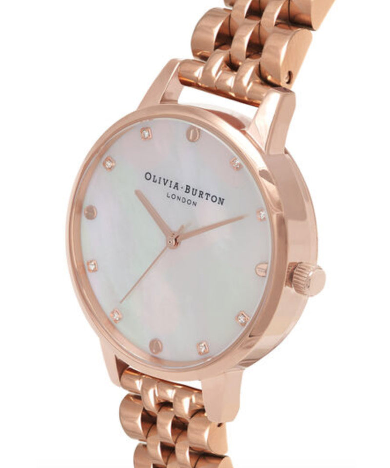 Olivia Burton Blush Mother Of Pearl Demi Dial Rose Gold Bracelet Watch #OB16SE15