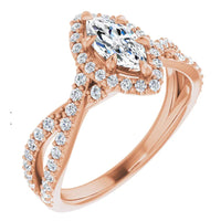 4K Gold Marquise Solitaire Engagement Ring