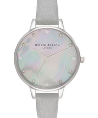 Olivia Burton Grey Mother Of Pearl Demi Dial Grey & Silver Watch #OB16SE16