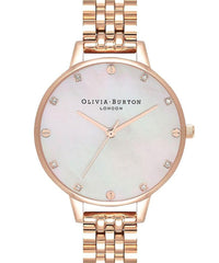 Olivia Burton Blush Mother Of Pearl Demi Dial Rose Gold Bracelet Watch #OB16SE15