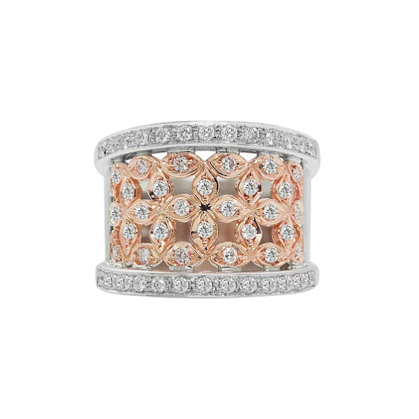 18KT Diamond Ring White and Rose Gold