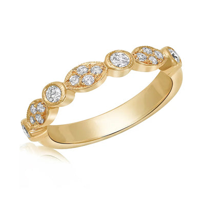 18KT Semi Milligrain Diamond Ring
