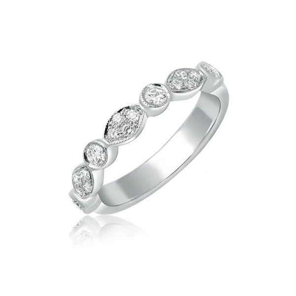 18KT Semi Milligrain Diamond Ring