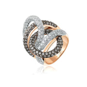 18Kt Orbit Ring With Brown & White Diamonds