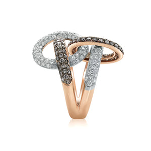 18Kt Orbit Ring With Brown & White Diamonds