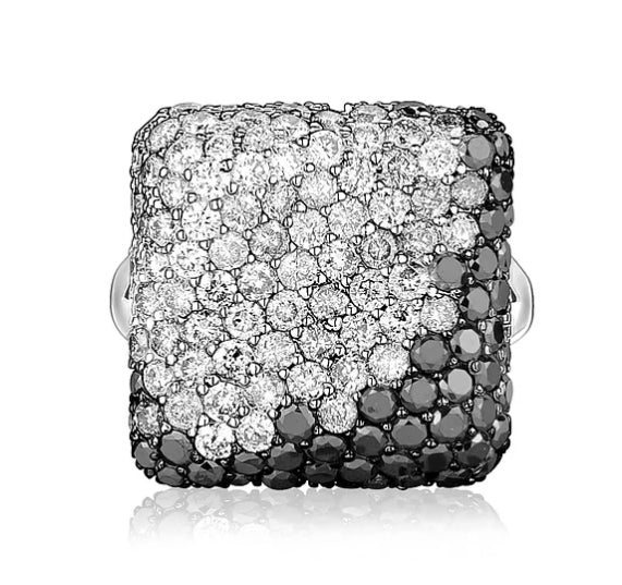 Black, Grey & White Diamond Ring 18kt