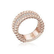 18Kt Rose Gold Beaded Diamond Band