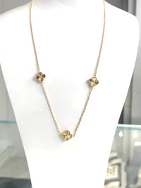 18kt Solid Gold Small 3 Clover Pendant Ladies Necklace 16"