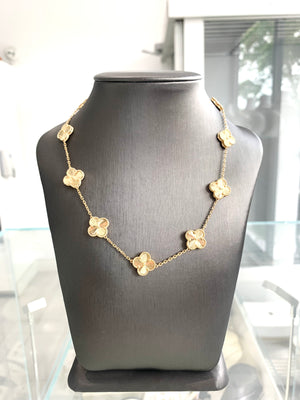 18kt Gold 10 Large Clover Necklace - Flower Necklace - Necklace Charm - Clover Jewelry - Gold Flower Necklace