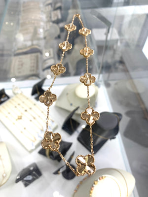 18kt Gold 10 Large Clover Necklace - Flower Necklace - Necklace Charm - Clover Jewelry - Gold Flower Necklace