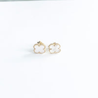 18kt Solid Gold Ladies Earrings 4 Leaf Clover Studs 9mm
