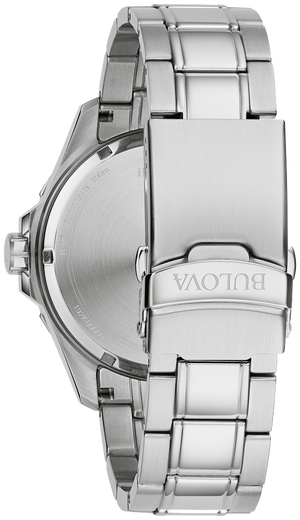 Bulova Marine Star Mens Silver Tone Stainless Steel Bracelet Watch 96B382