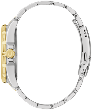 Bulova Marine Star Mens Two Tone Stainless Steel Leather Bracelet 98B384