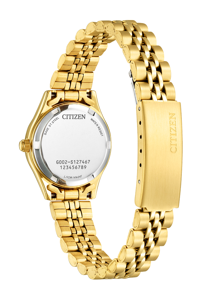Citizen Quartz Womens Crystal Accent Gold Tone Stainless Steel EQ0532-55E