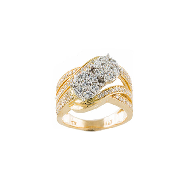 2-Tone Double Cluster Diamond Ring