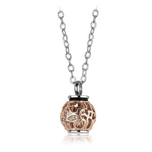 ROSE-IP BUTTERFLY CUBIC ZIRCONIA URN PENDANT NECKLACE SU1