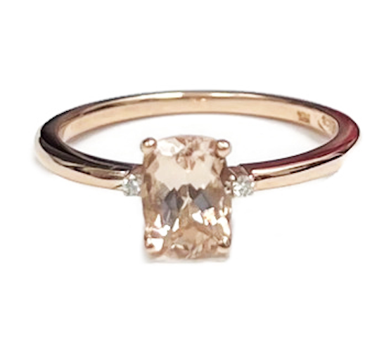 14kt Pink Morganite Ring On Rose Gold With Diamonds