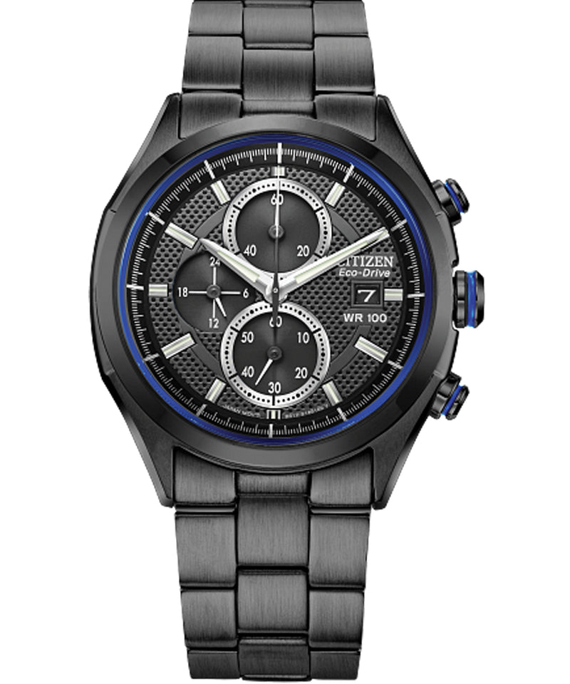 Citizen Eco-Drive Weekender Chronograph Men's Watch, Stainless Steel, Black (Model: CA0438-52E)