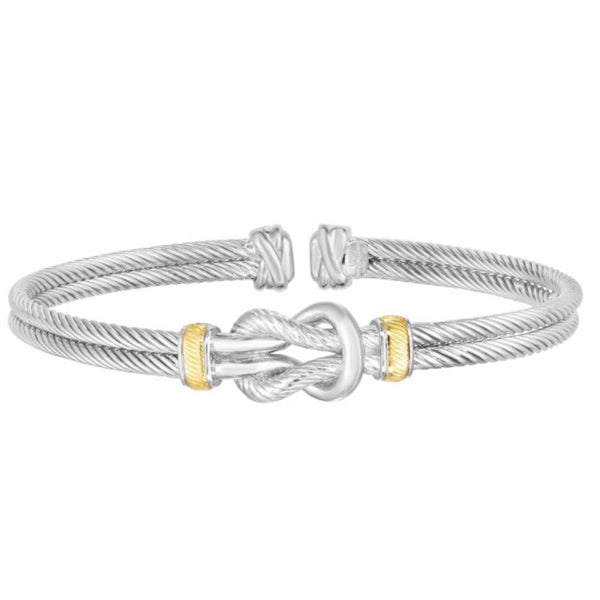 Sterling Silver, 18K Gold Knot Men's Cuff