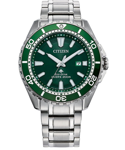 Citizen Men's Promaster Diver | Eco-Drive | Green Dial | Stainless Steel  Bracelet BN0199-53X