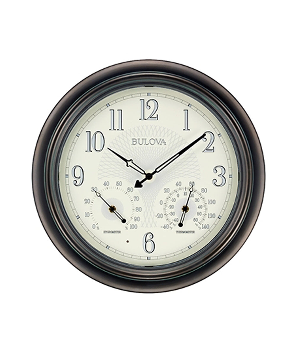 Bulova C4813 Weather Master Wall Clock, 18", Black
