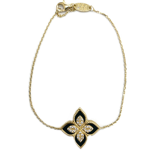18kt Gold and Onyx Floral Bracelet