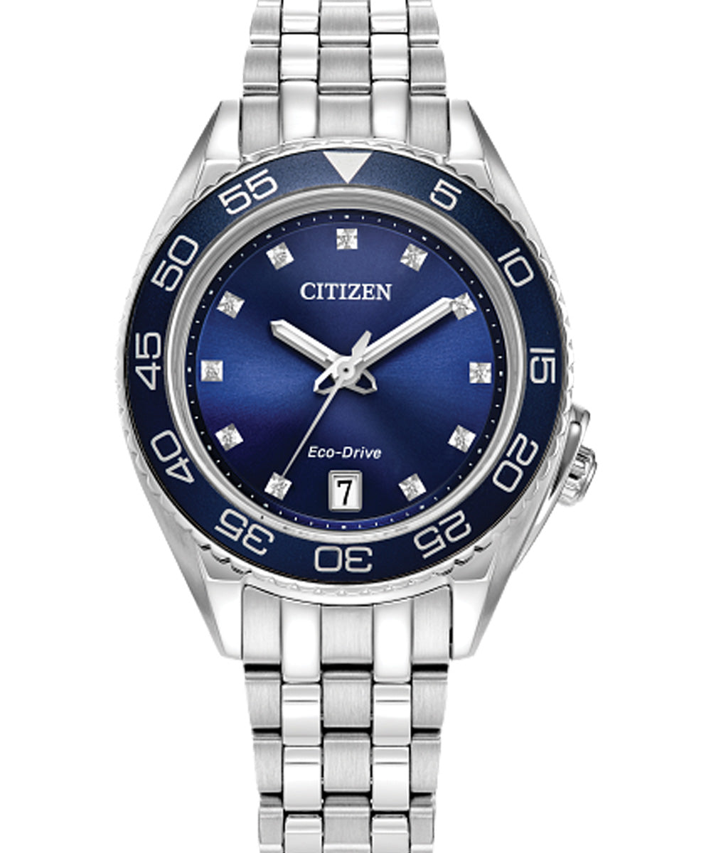 Citizen Sport Eco-Drive Stainless Steel Blue Dial Women's Watch FE6160-57L
