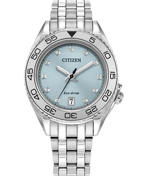 Citizen Sport Eco-Drive Stainless Steel Light Blue Dial Women's Watch FE6161-54L