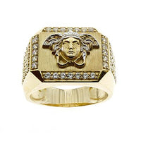 10Kt Gold Greek Medusa Head CZ Ring