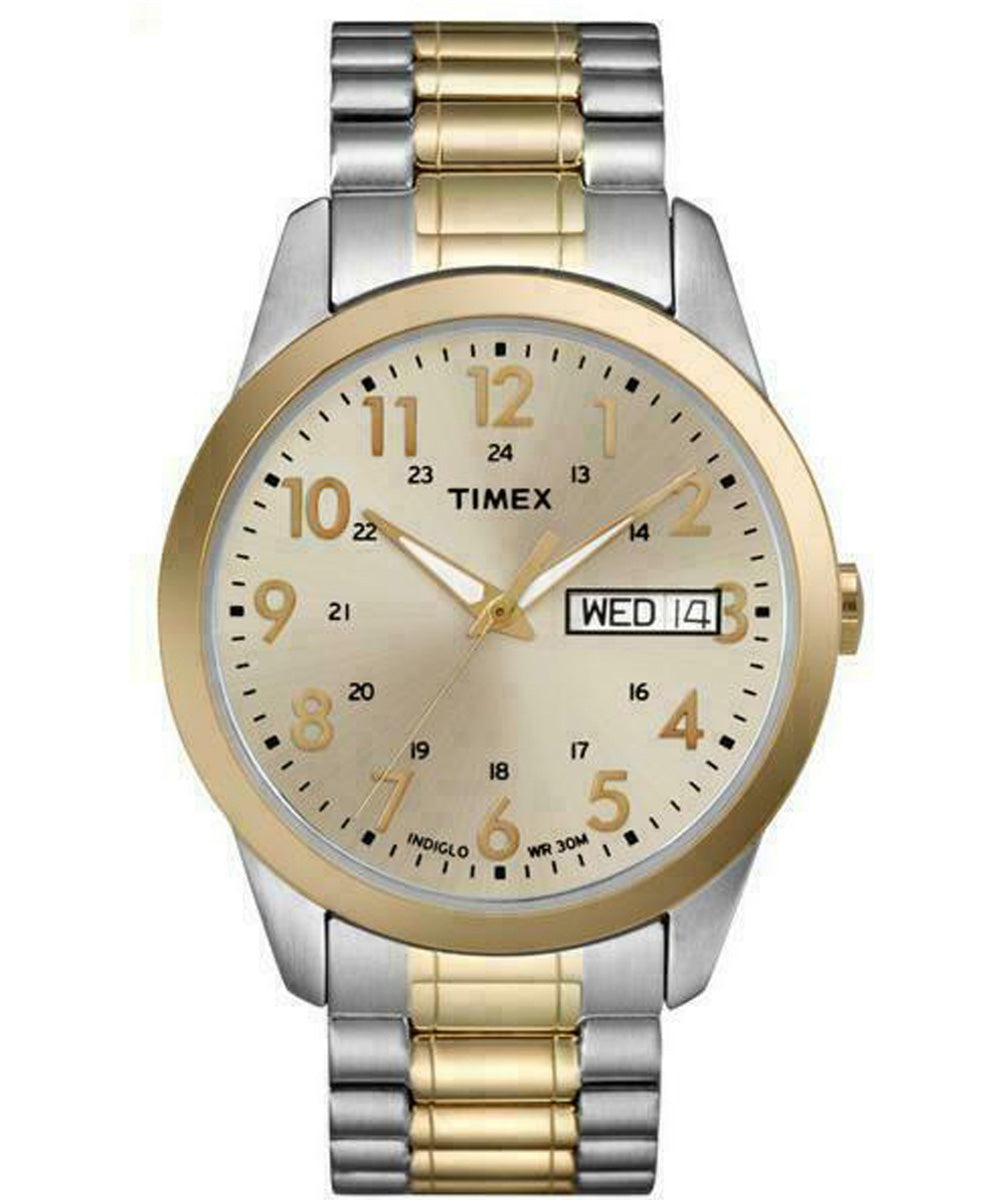 Timex Men's TW2P67400 South Street Sport Two-Tone/Champagne Extra Long Stainless Steel Expansion Band Watch