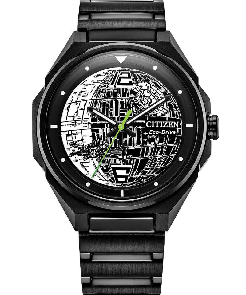 Citizen Men's Wars Death Star Eco-Drive Watch with Stainless Steel Strap, Black BJ6539-50W