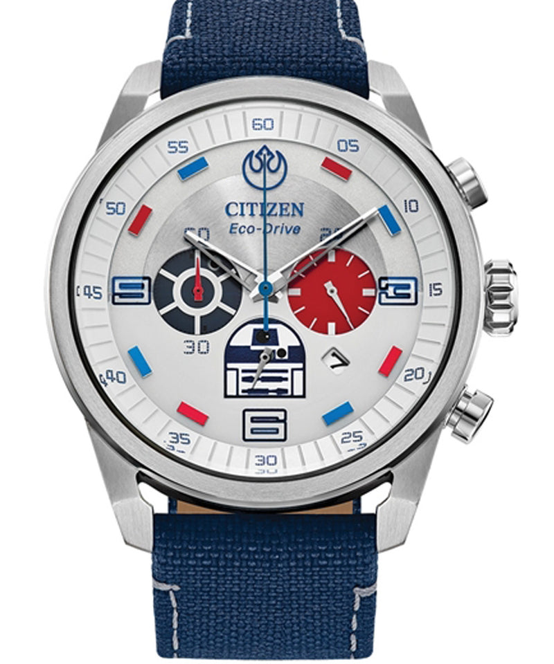 Citizen Men's Star Wars R2-D2 Quartz Watch, Silver-Tone CA4219-03W