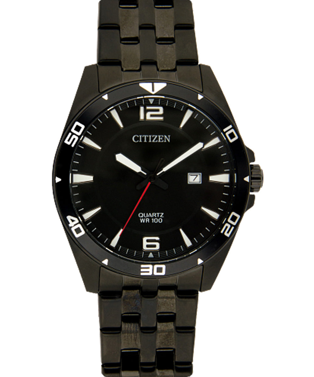 Citizen Quartz Black Dial Black-Plated Men's Watch BI5055-51E