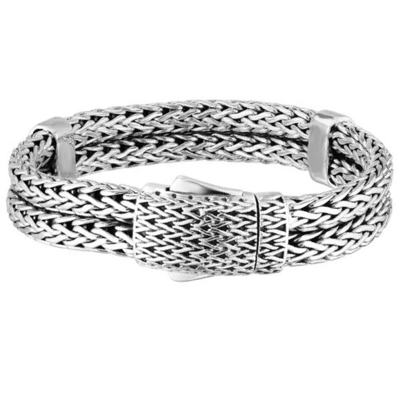 Sterling Silver Men's Double Woven Bracelet