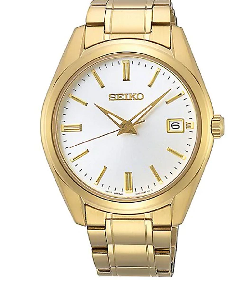 Seiko White Dial & Goldplated Stainless Steel Bracelet Watch SUR314P1-