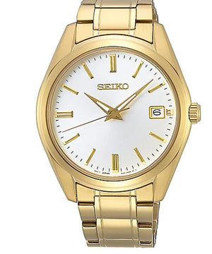 Seiko White Dial & Goldplated Stainless Steel Bracelet Watch SUR314P1-